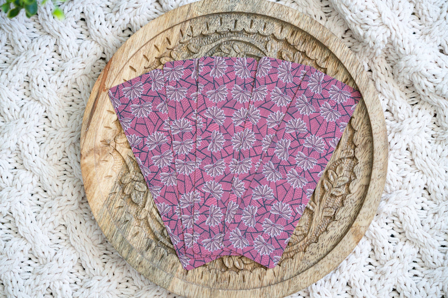 Ankara Print African Bookmark - Red Blossoms