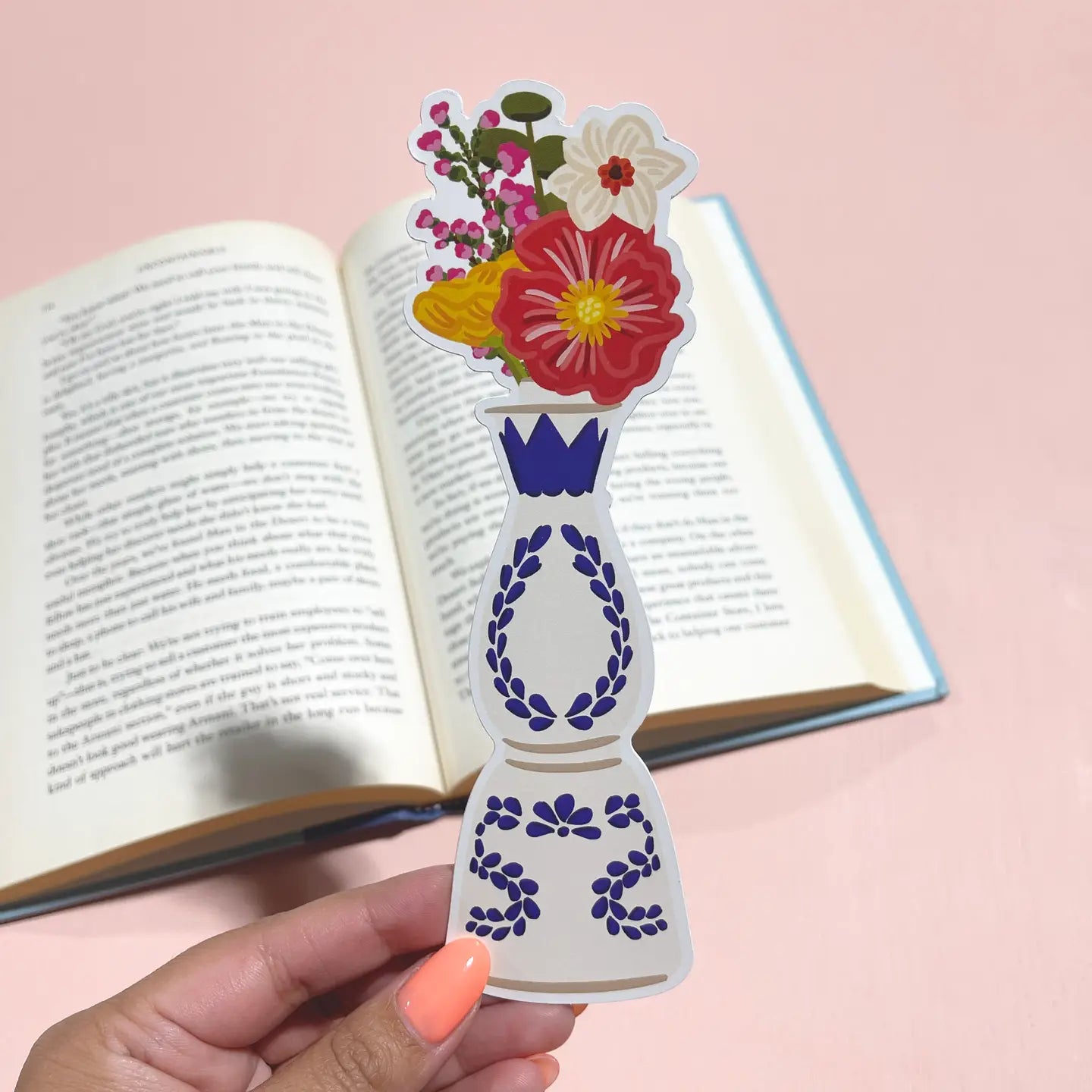 Azul Floral Die Cut Bookmark