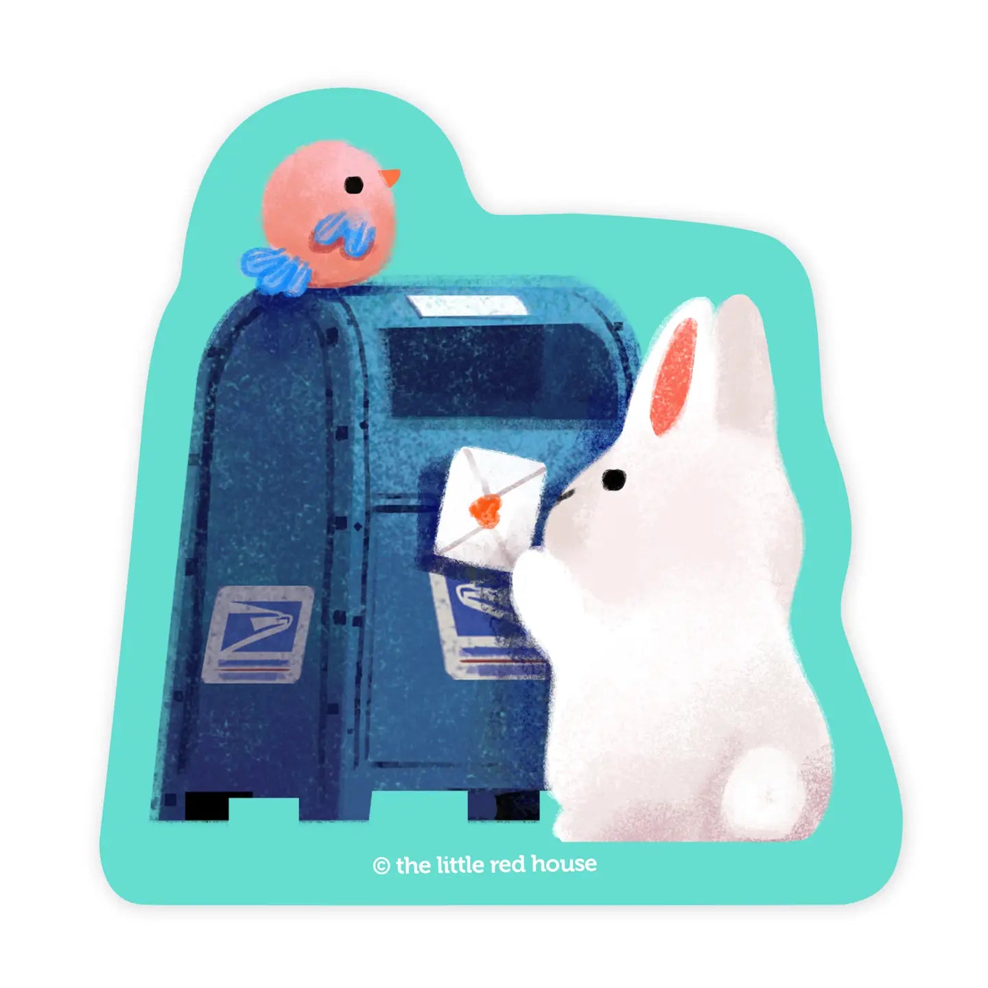 White Bunny Mail Vinyl Sticker