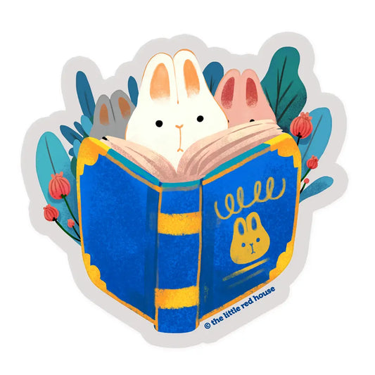 Bunny Book Club Clear Sticker