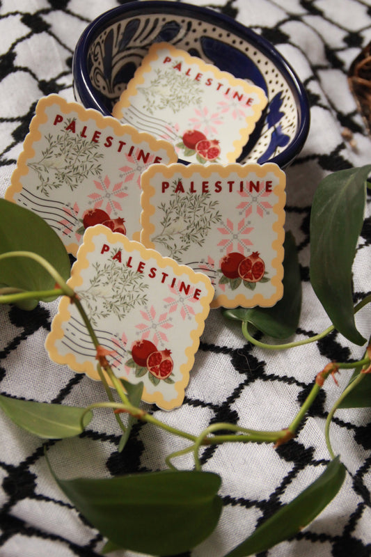 Yellow Pomegranate Palestine Sticker
