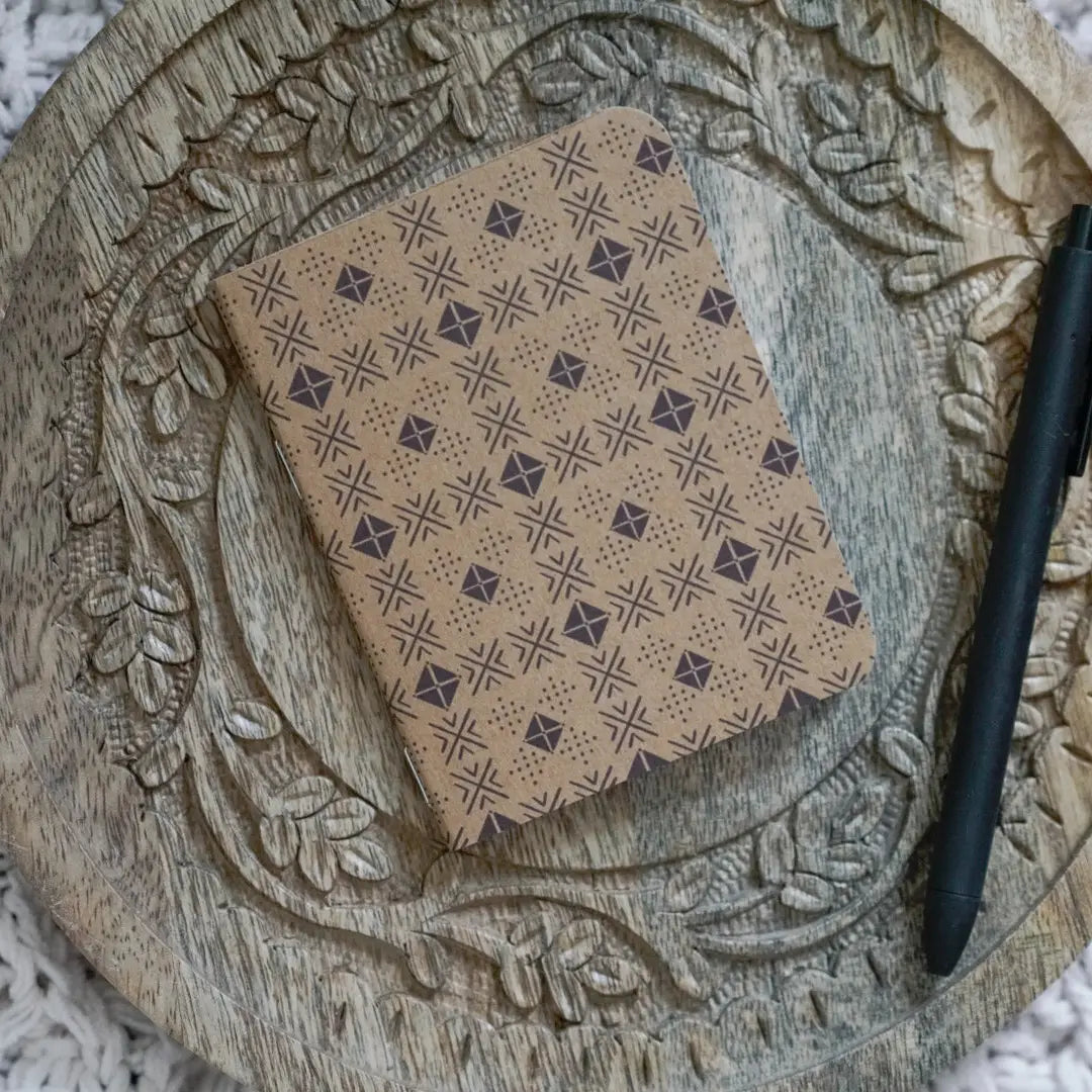 African Print Mud Cloth B7 Lined Pocket Notebook